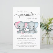 Budget Elephant Twin Boy Girl Baby shower nodigt u (Staand voorkant)