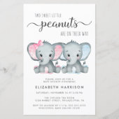 Budget Elephant Twin Boy Girl Baby shower nodigt u (Voorkant)
