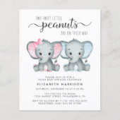 Budget Elephant Twin Boy Girl Baby Sprinkle nodigt (Voorkant)
