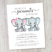 Budget Elephant Twin Boy Girl Baby Sprinkle nodigt