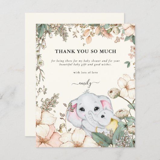 Budget Elephants Cream Baby shower Dank u (Voorkant / Achterkant)