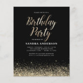 Budget Elke Leeftijd Verjaardag Goud Zwart Glitter Flyer (Voorkant)