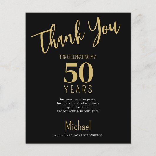 Budget elke leeftijd verjaardagsfeestje bedankje flyer (Voorkant)