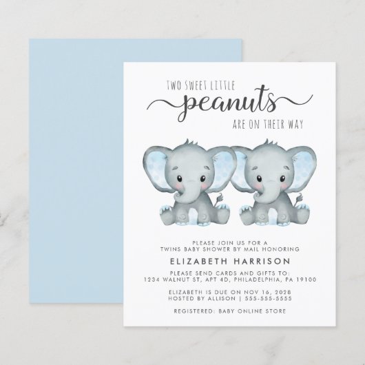 Budget ellephant Twin Baby Boys Showby Mail (Voorkant / Achterkant)