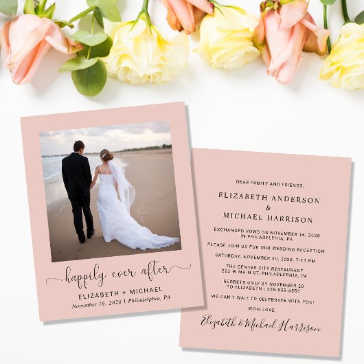 Budget Elopement Blush Wedding Reception nodigt ui