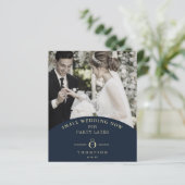 Budget Elopement Navy Elegant Golden Photo (Staand voorkant)