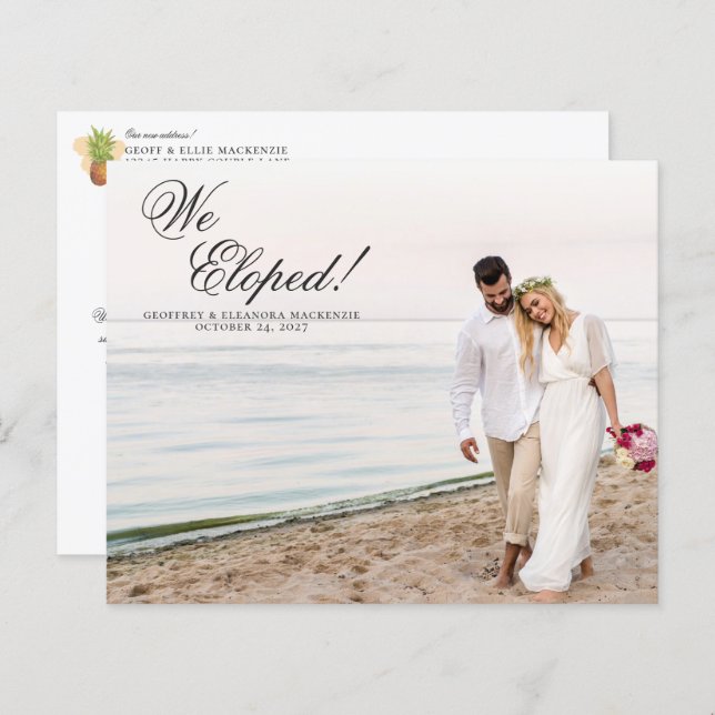 Budget Elopement Tropical Pineapple Weduwfoto (Voorkant / Achterkant)