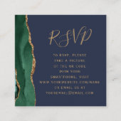 Budget Emerald Agaat Navy Wedding QR Code RSVP Informatiekaartje (Voorkant)