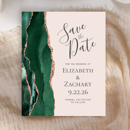 Budget Emerald Agaat Roos Gold Blush Save the Date