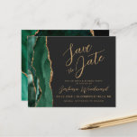 Budget Emerald Agate 80th Birthday Save the Date<br><div class="desc">Laat al je gasten weten wat er op til is, zelfs met deze elegante 80e verjaardagsfeestje, behalve de date card, met een groene waterverf die op de groene plek staat en die is getrimd met faux gold glitter. De aanpasbare tekst combineert een goudkleurig script en maakt serif lettertypen op een...</div>