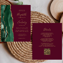 Budget Emerald Agate Bourgogne QR Code Huwelijk