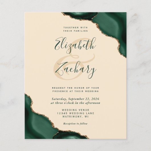 Budget Emerald Agate Corners Champagne Wedding (Voorkant)