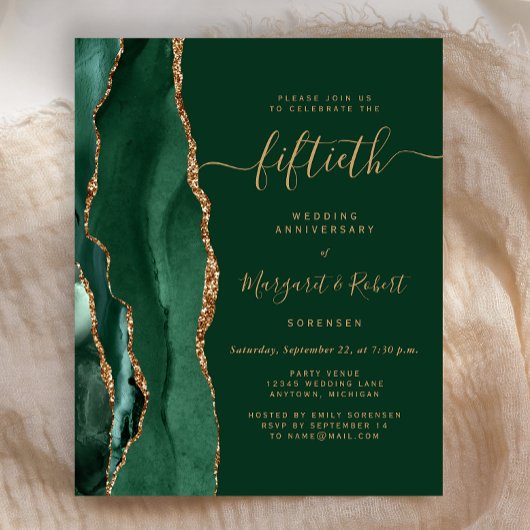 Budget Emerald Agate Gold 50th Anniversary Party