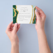 Budget Emerald Agate Gold Wedding RSVP Flyer (Hand)