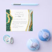 Budget Emerald Agate Gold Wedding RSVP Flyer (Enkel)