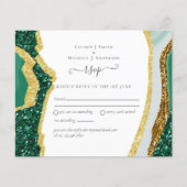 Budget Emerald Agate Gold Wedding RSVP Flyer (Voorkant)