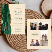 Budget Emerald Champagne 4-Photo Wedding Invite