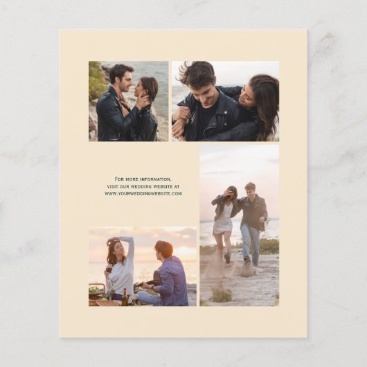 Budget Emerald Champagne 4-Photo Wedding Invite (Achterkant)