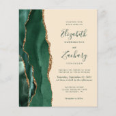 Budget Emerald Champagne 4-Photo Wedding Invite (Voorkant)