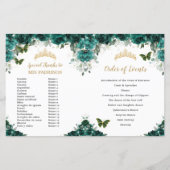 Budget Emerald Floral Quinceanera fotoprogramma's (Achterkant)