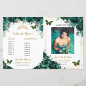Budget Emerald Floral Quinceanera fotoprogramma's (Voorkant)