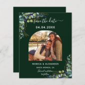 Budget emerald foto qr code bruiloft Save the Date (Voorkant / Achterkant)