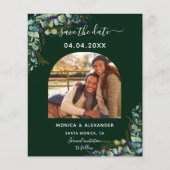 Budget emerald foto qr code bruiloft Save the Date (Voorkant)