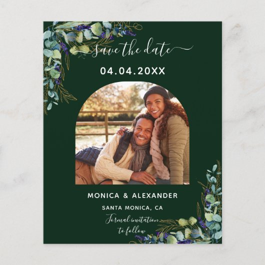 Budget emerald foto qr code bruiloft Save the Date (Voorkant)