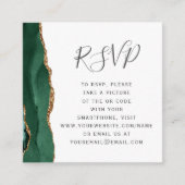 Budget Emerald Gold Agaat Wedding QR Code RSVP Informatiekaartje (Voorkant)