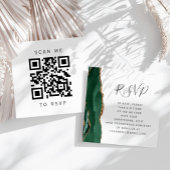 Budget Emerald Gold Agaat Wedding QR Code RSVP Informatiekaartje