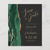 Budget Emerald Gold Agate Script Sla de datum op (Voorkant)