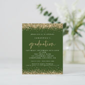 Budget Emerald Gold Glitter 2024 Afstuderen Invite (Staand voorkant)