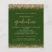 Budget Emerald Gold Glitter 2024 Afstuderen Invite (Voorkant)