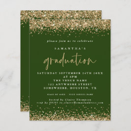 Budget Emerald Gold Glitter 2024 Afstuderen Invite