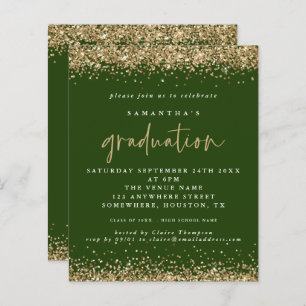 Budget Emerald Gold Glitter 2024 Afstuderen Invite