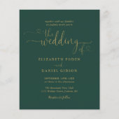Budget Emerald Gold Script Photo Wedding Invite (Voorkant)