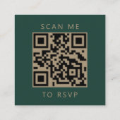 Budget Emerald Gold Script Wedding QR Code RSVP Informatiekaartje (Achterkant)