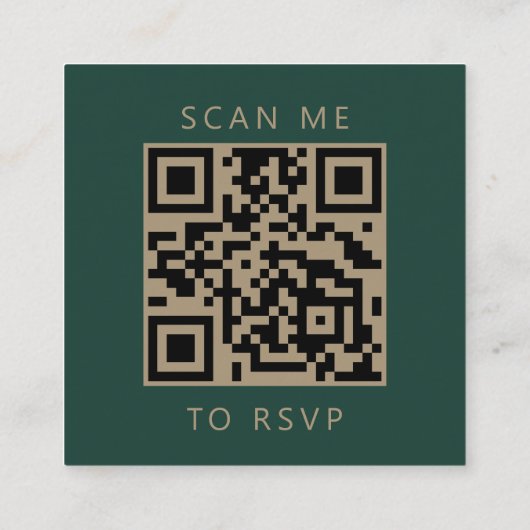 Budget Emerald Gold Script Wedding QR Code RSVP Informatiekaartje (Achterkant)