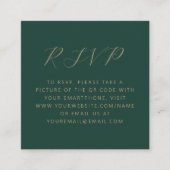 Budget Emerald Gold Script Wedding QR Code RSVP Informatiekaartje (Voorkant)