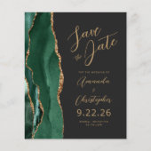 Budget Emerald Goud Agaat Script Save the Date (Voorkant)