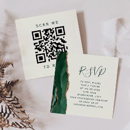 Budget Emerald Goud Ivoor Huwelijk QR Code RSVP Informatiekaartje