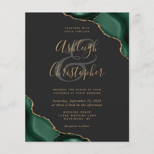 Budget Emerald Green Agate Corners Dark Wedding (Voorkant)