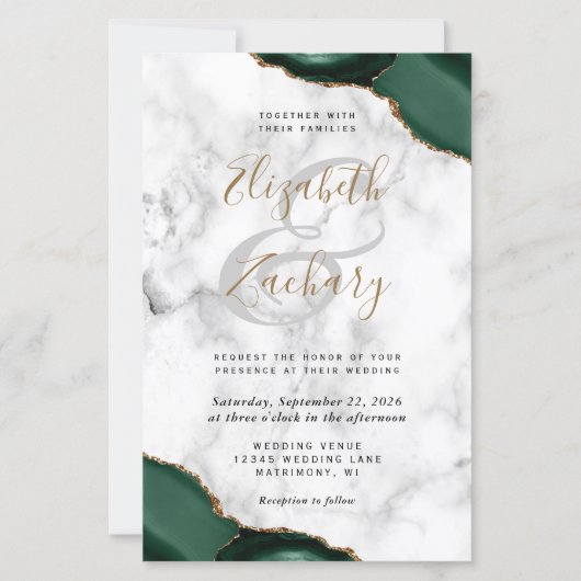 Budget Emerald Green Agate Corners Marble Wedding (Voorkant)