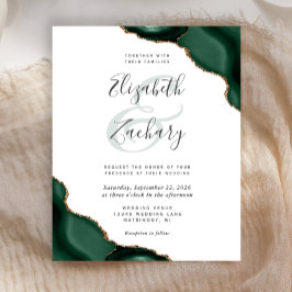 Budget Emerald Green Agate Corners Wedding Invite