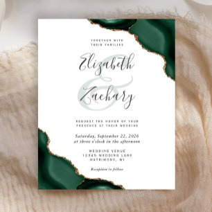 Budget Emerald Green Agate Corners Wedding Invite