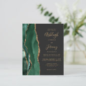 Budget Emerald Green Agate Dark Wedding Invitation (Staand voorkant)