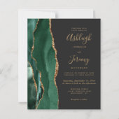 Budget Emerald Green Agate Dark Wedding Invitation (Voorkant)