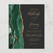 Budget Emerald Green Agate Dark Wedding Invitation (Voorkant)