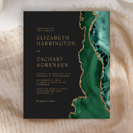 Budget Emerald Green Agate Gold Wedding Uitnodigin