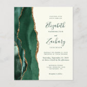 Budget Emerald Green Agate Ivory Wedding Invite (Voorkant)